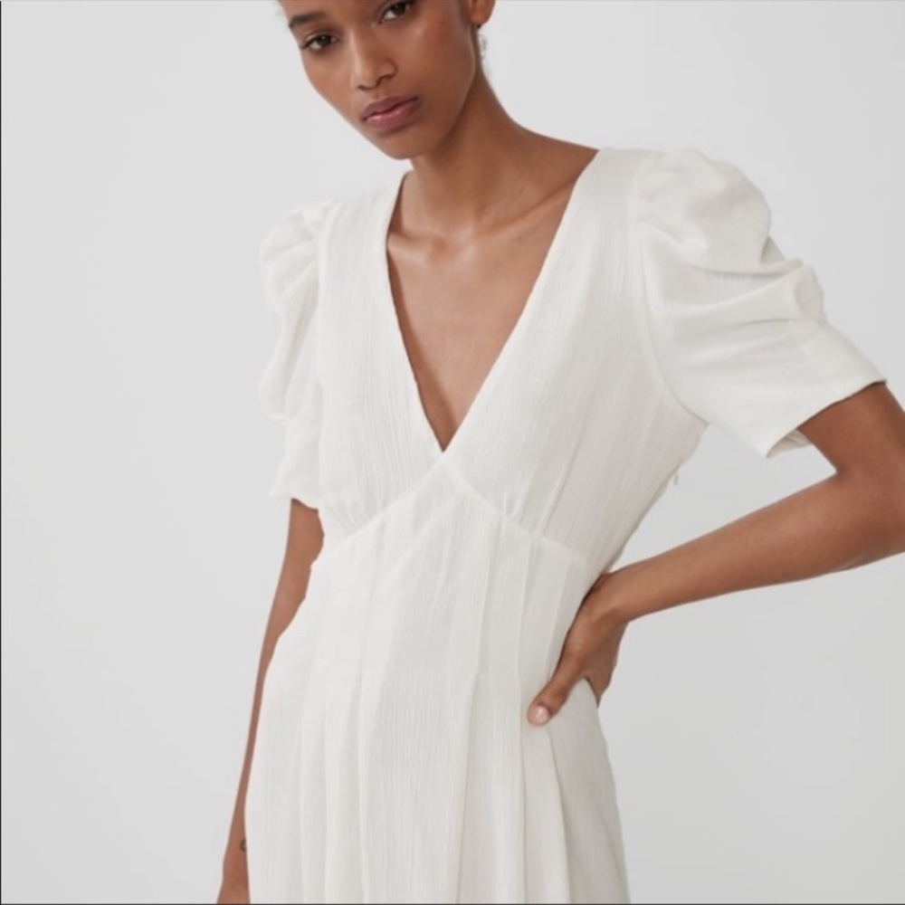 Zara V Neck White Dress